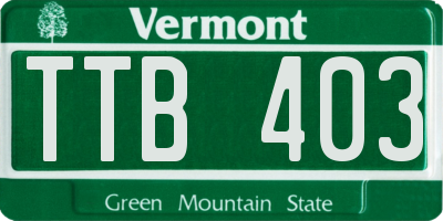 VT license plate TTB403