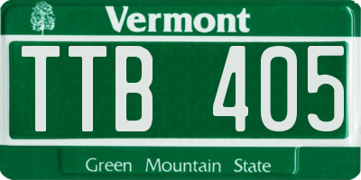 VT license plate TTB405