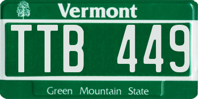 VT license plate TTB449