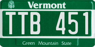 VT license plate TTB451