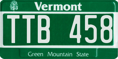 VT license plate TTB458