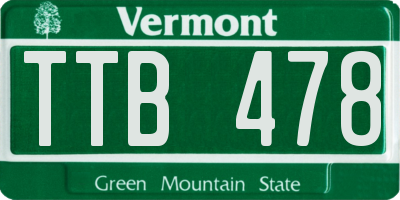 VT license plate TTB478