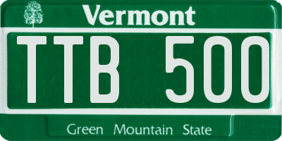 VT license plate TTB500