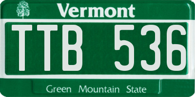 VT license plate TTB536