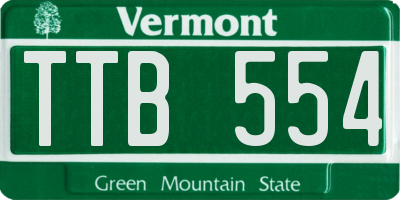 VT license plate TTB554
