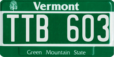 VT license plate TTB603