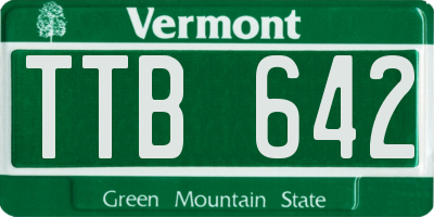 VT license plate TTB642