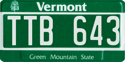 VT license plate TTB643