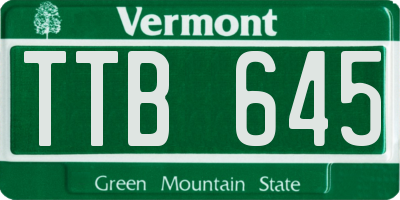 VT license plate TTB645