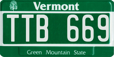 VT license plate TTB669