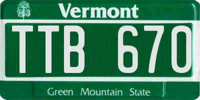 VT license plate TTB670