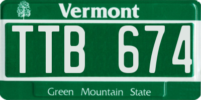 VT license plate TTB674