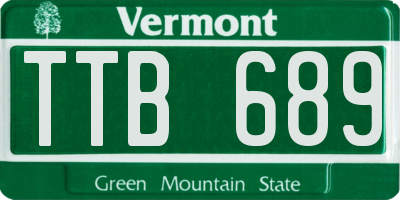 VT license plate TTB689
