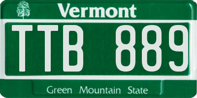 VT license plate TTB889
