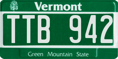 VT license plate TTB942