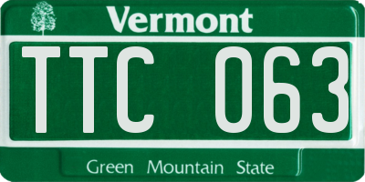 VT license plate TTC063