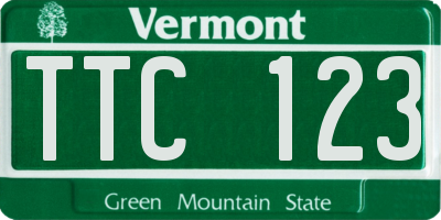 VT license plate TTC123