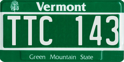 VT license plate TTC143