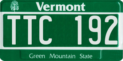 VT license plate TTC192