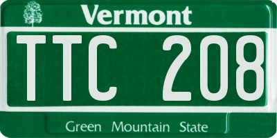 VT license plate TTC208