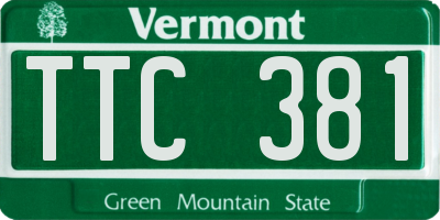 VT license plate TTC381