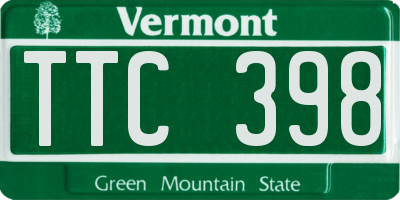 VT license plate TTC398