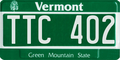 VT license plate TTC402