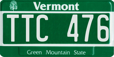 VT license plate TTC476