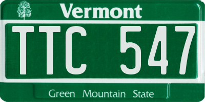 VT license plate TTC547