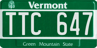 VT license plate TTC647