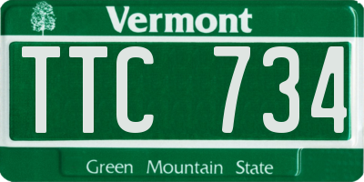 VT license plate TTC734