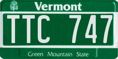 VT license plate TTC747