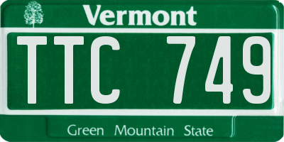 VT license plate TTC749