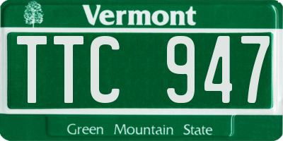 VT license plate TTC947