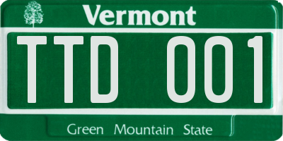 VT license plate TTD001