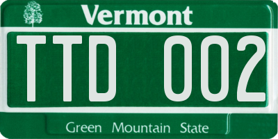 VT license plate TTD002