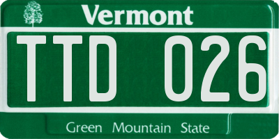 VT license plate TTD026