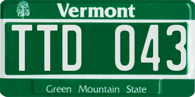 VT license plate TTD043