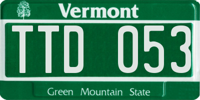 VT license plate TTD053