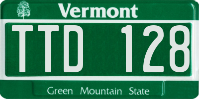 VT license plate TTD128