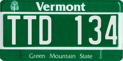 VT license plate TTD134