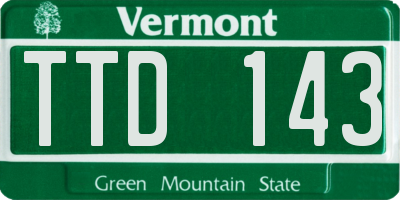 VT license plate TTD143