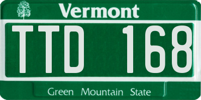 VT license plate TTD168