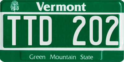 VT license plate TTD202