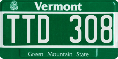 VT license plate TTD308