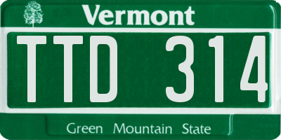 VT license plate TTD314