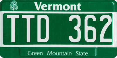 VT license plate TTD362