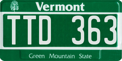 VT license plate TTD363