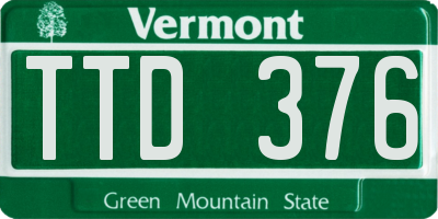 VT license plate TTD376