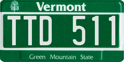 VT license plate TTD511